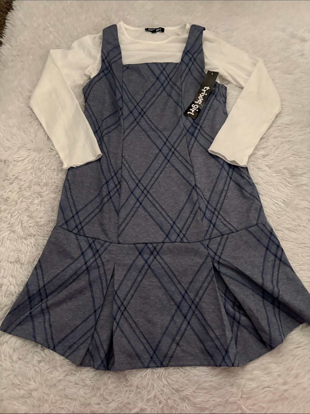 NWT Trixxi Girl From Stitch Fix Youth Girls Jumper Dress With Long Sleeve Top XL